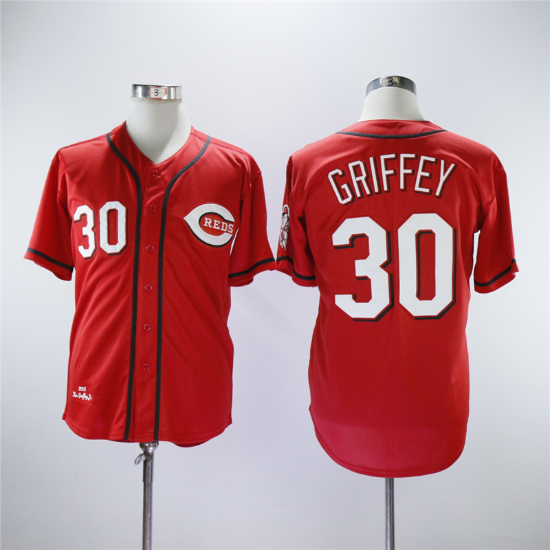 Men MLB Cincinnati Reds #30 Griffey red throwback jerseys
